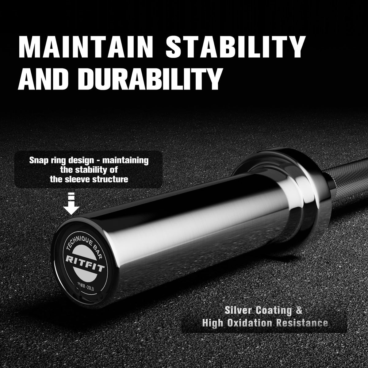 RITFIT Olympic Barbell 4ft/6ft - 2 Inch Weight Bar for Strength Training, Weightlifting, Squat, Deadlift, Bench Press, Curl, Overhead Press - 350lbs/500lbs Capacity