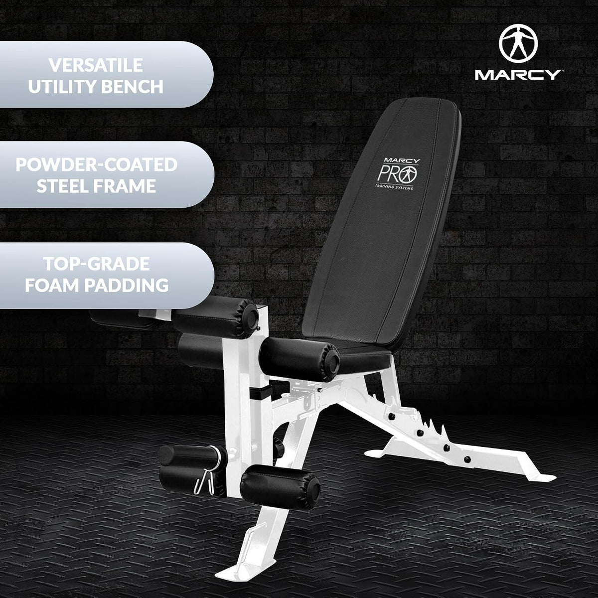 Marcy Foldable Incline Decline Weight Bench, Adjustable 6-Position Backrest
