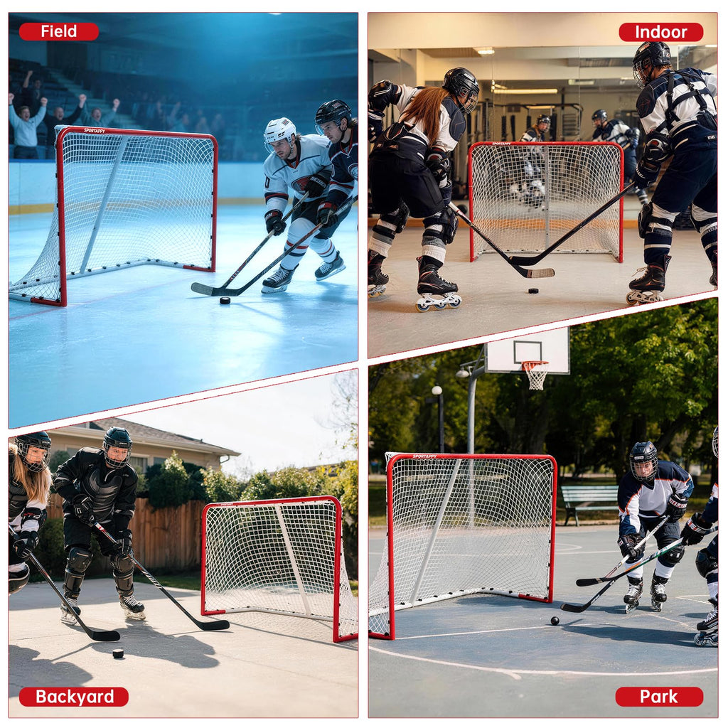 Street Hockey Goal Net, Steel Frame for Hockey Training, 2 Sizes