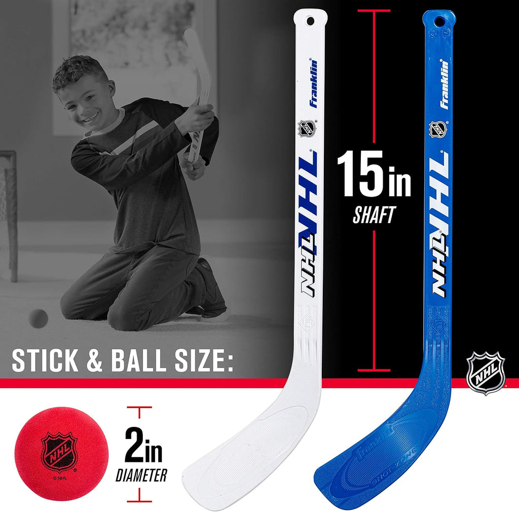 Franklin Sports Mini Hockey Rink Set - Half Rink Knee Hockey Goal, Mini Sticks, and Ball Set - Indoor Mini Hockey Rink - Official NHL Licensed
