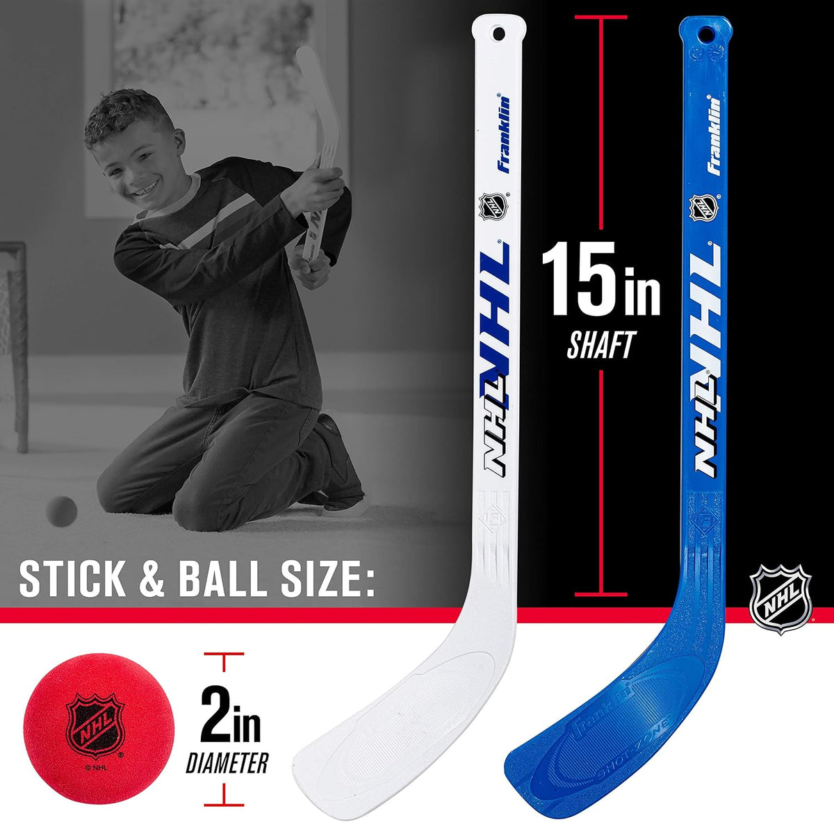 Franklin Sports Mini Hockey Rink Set - Half Rink Knee Hockey Goal, Mini Sticks, and Ball Set - Indoor Mini Hockey Rink - Official NHL Licensed