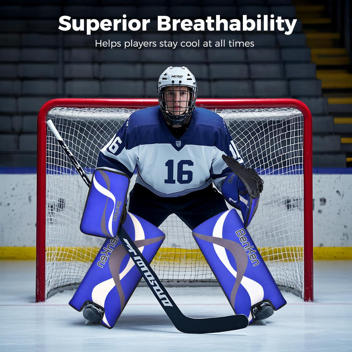 BenKen Street Hockey Goalie Equipment Set, NHL Youth Street Hockey Goalie Pads - Leg Pads, Catch Glove, and Blocker, Youth Goalie Gear