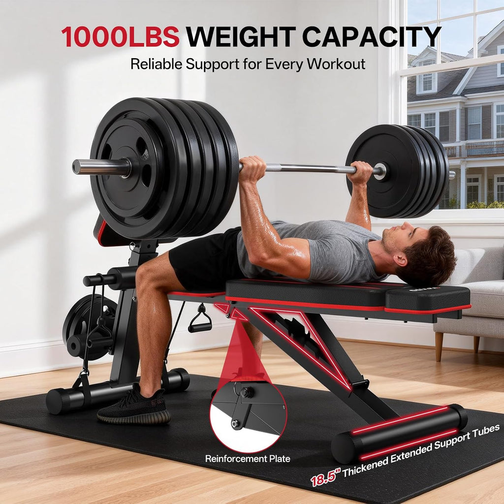 JOROTO Adjustable Weight Bench, Leg & Back Extension, Preacher Curl Bench