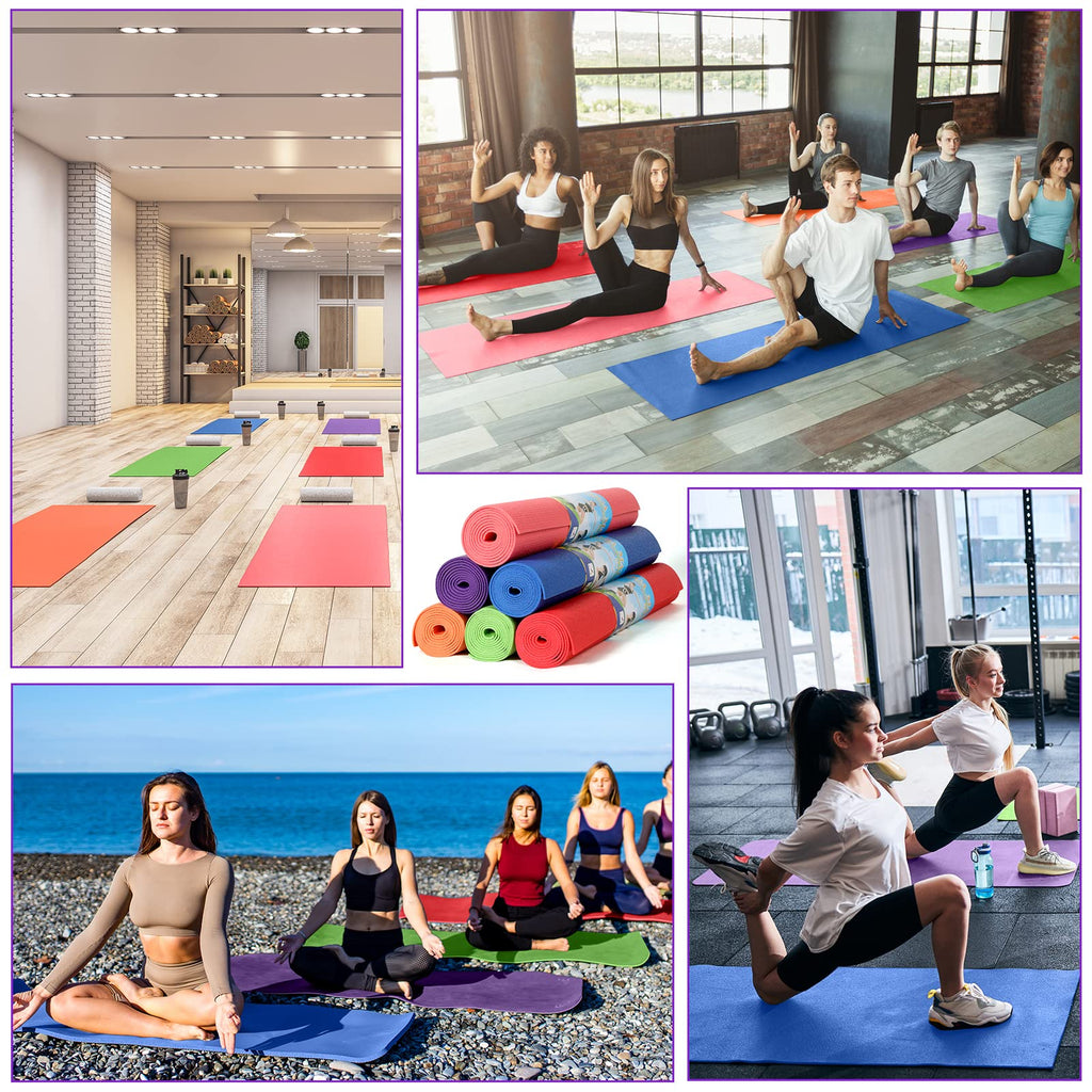Amylove 12 Pieces Yoga Mats Bulk 68x24x0.12 Inch Exercise Non Slip Fitness Workout Mats for Women Men Home Workout Gym Yoga