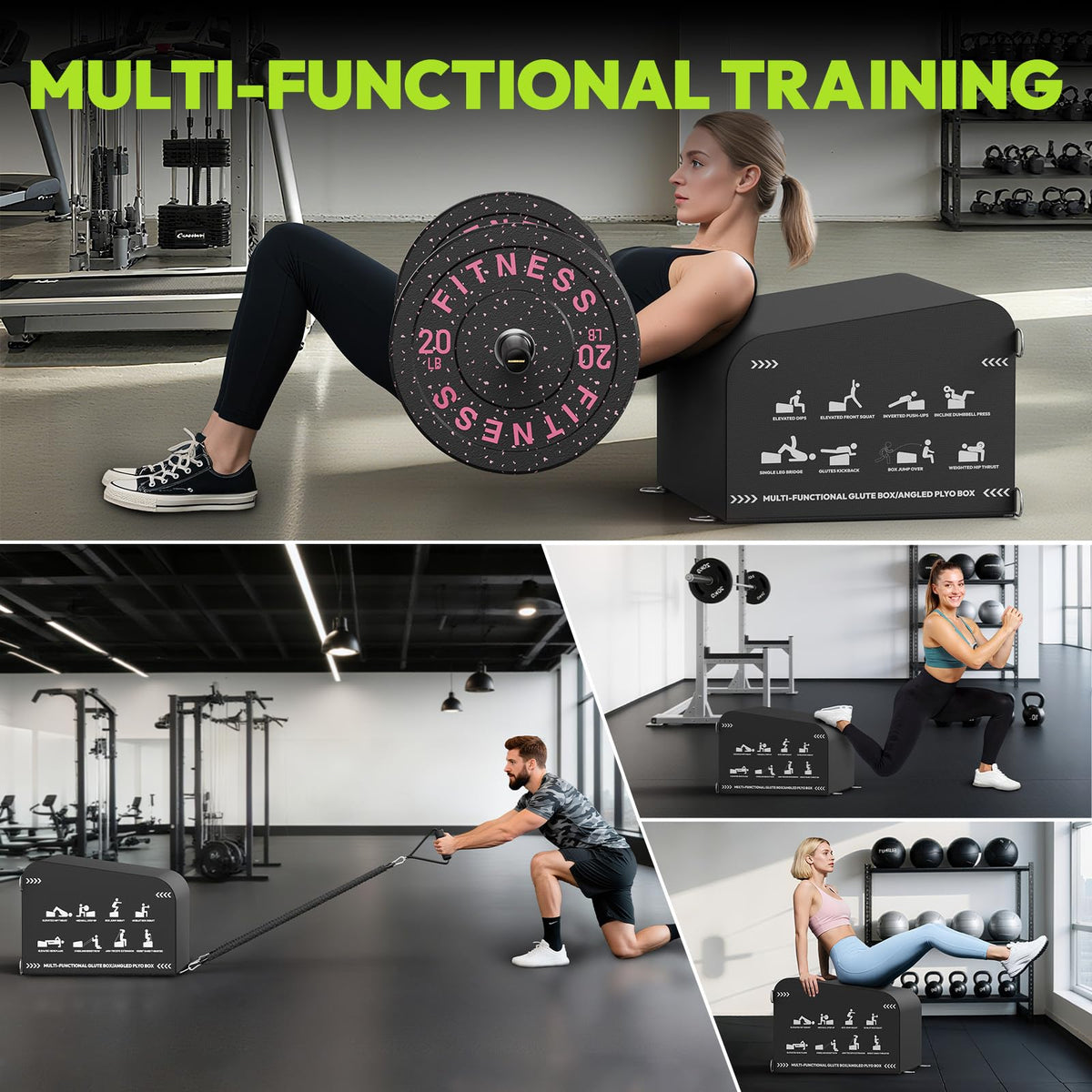 HANDBODE Hip Thrust Bench, Multi-Functional Slip-Free Hip Thrust Machine