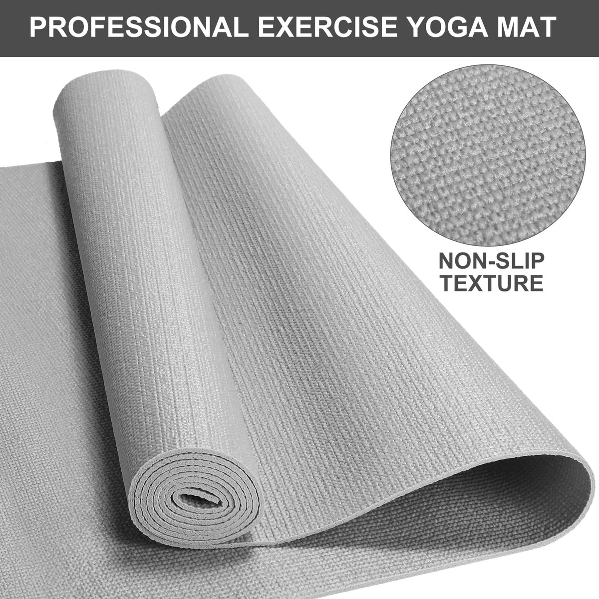 Funtery 3 mm Thin Yoga Mats Bulk, 68 x 24 in