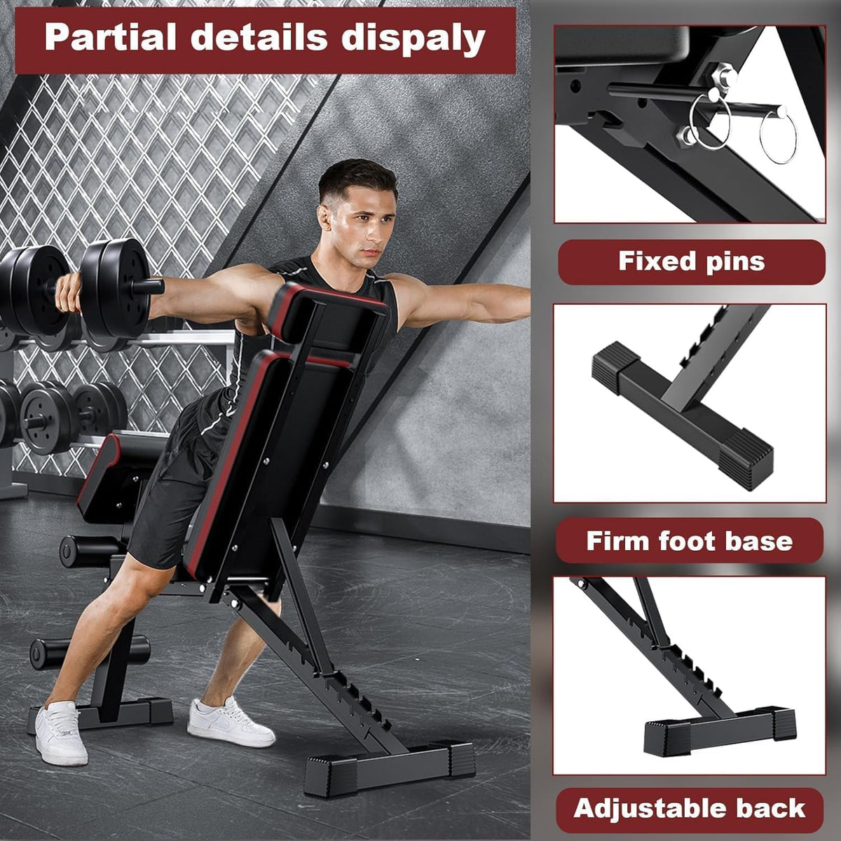 Adjustable Weight Bench with Leg Extension, 770LBS Foldable Bench Press