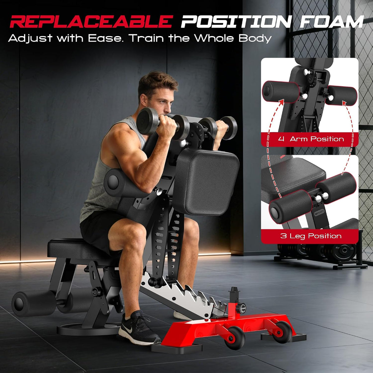 Commercial Adjustable Weight Bench, Heavy Duty 1800LBS