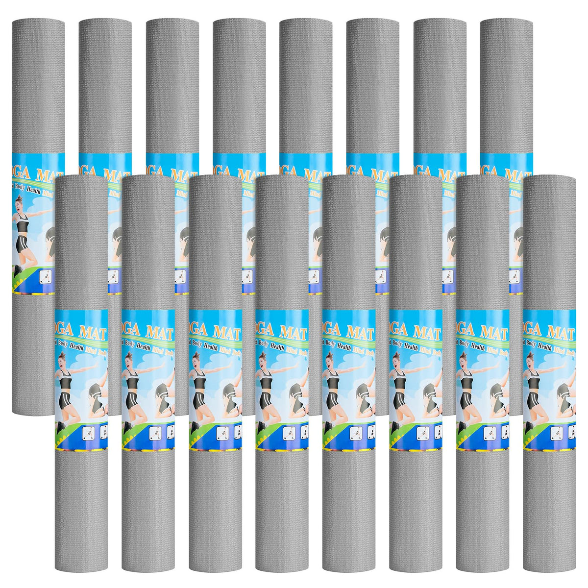 Funtery 3 mm Thin Yoga Mats Bulk, 68 x 24 in