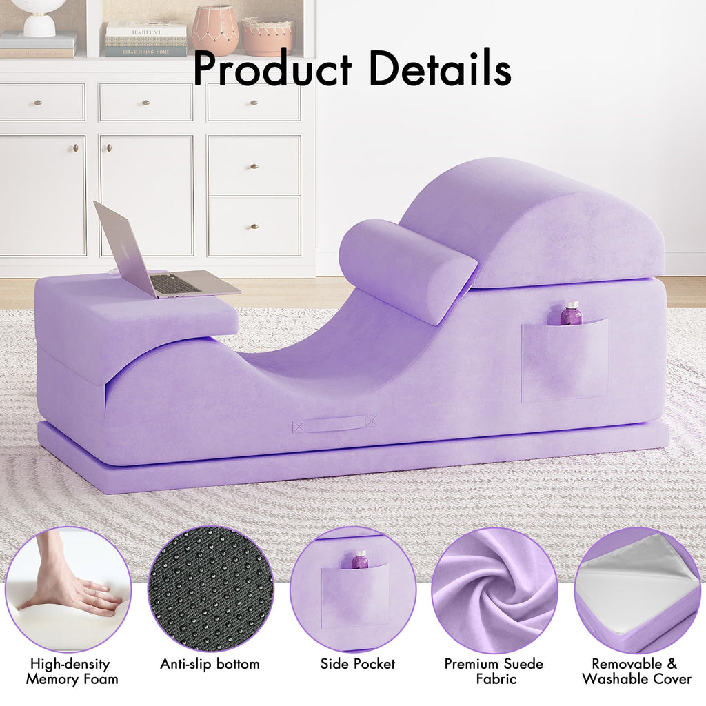 Convertible Yoga Chair for Adults, Ergonomic Foam Lounge with Lumbar Pillow