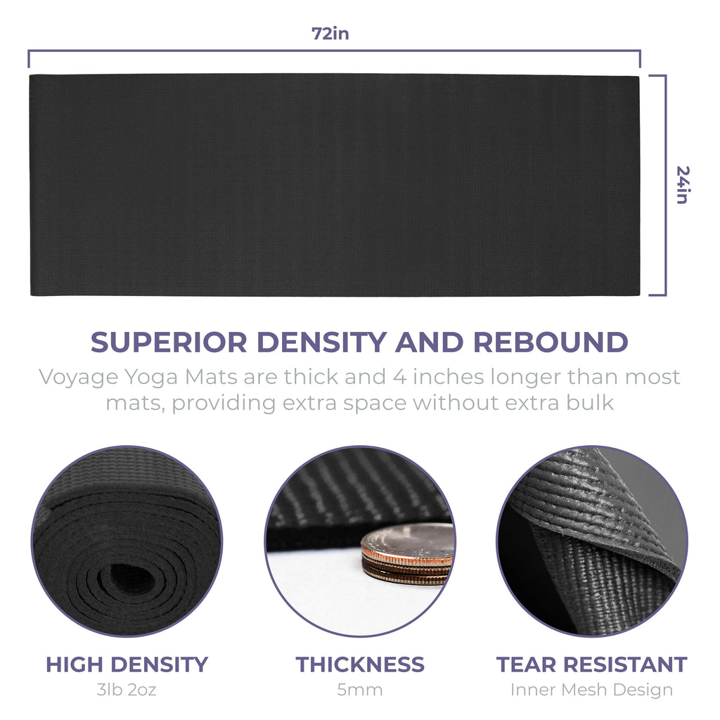 Voyage 5mm Studio Yoga Mats, 6 Pack, 72x24in