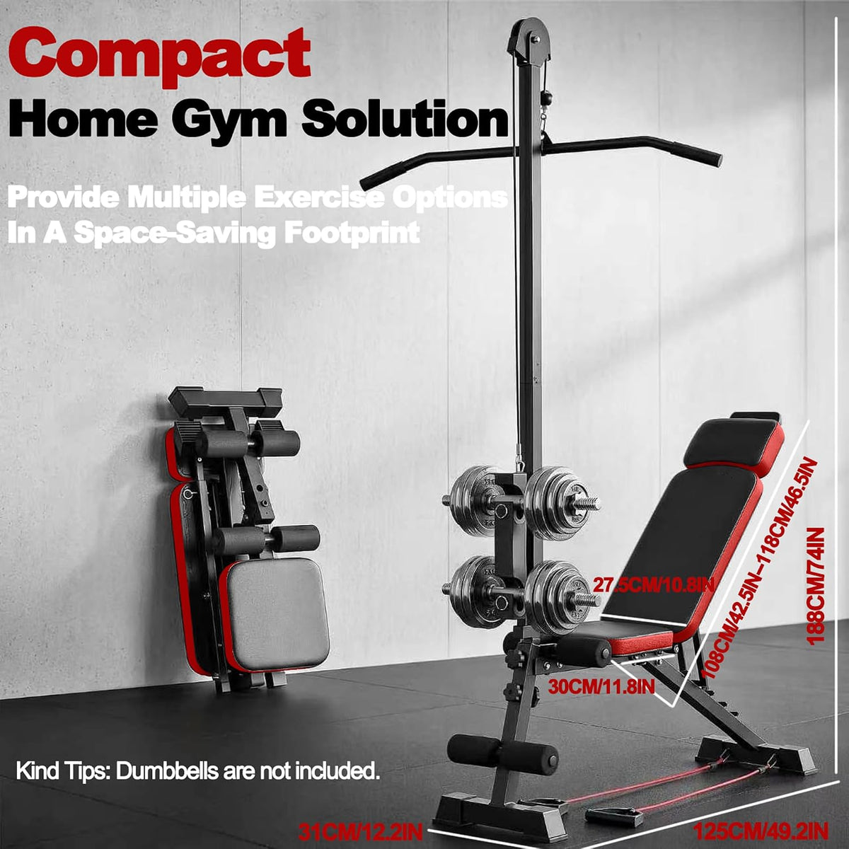 KINMAC Multi-Functional Weight Bench with Pulley System Adjustable Backrest