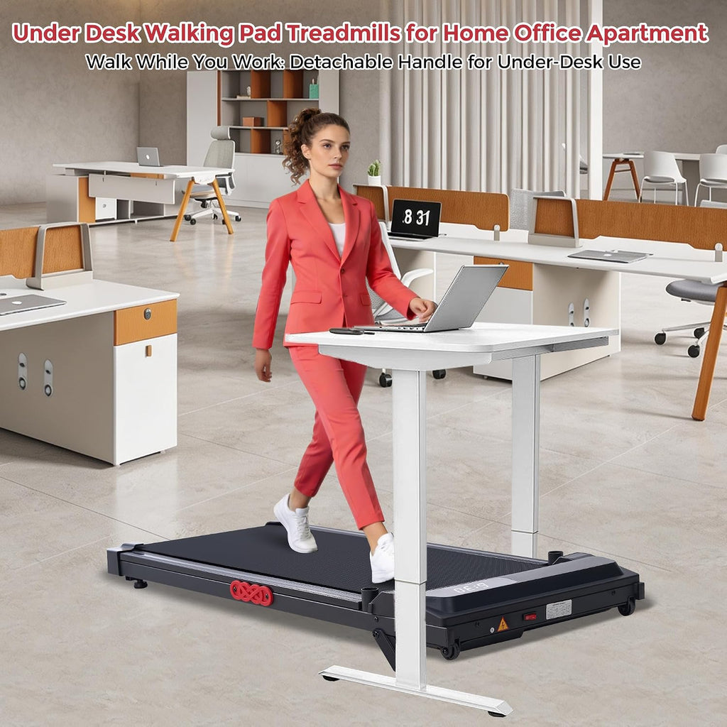 MCRG Portable Walking Pad Treadmill with Handle Bar Incline for Home Small, 3.5HP Electric Walking Pad Treadmill with Incline, Compact Mini Treadmill with Handles for Exercising, 0.6-10MPH, 400LBS