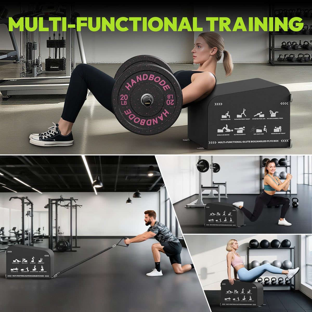 HANDBODE Hip Thrust Bench, Multi-Functional Slip-Free Hip Thrust Machine