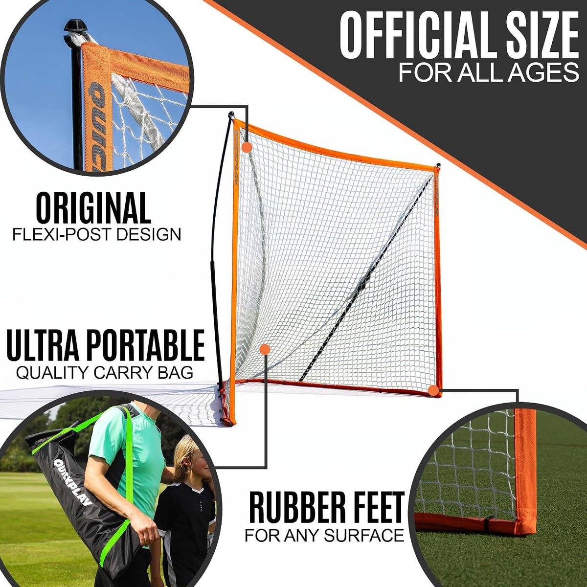QuickPlay Ripshot Flexi Lacrosse Goal 6x6' - Regulation, Portable