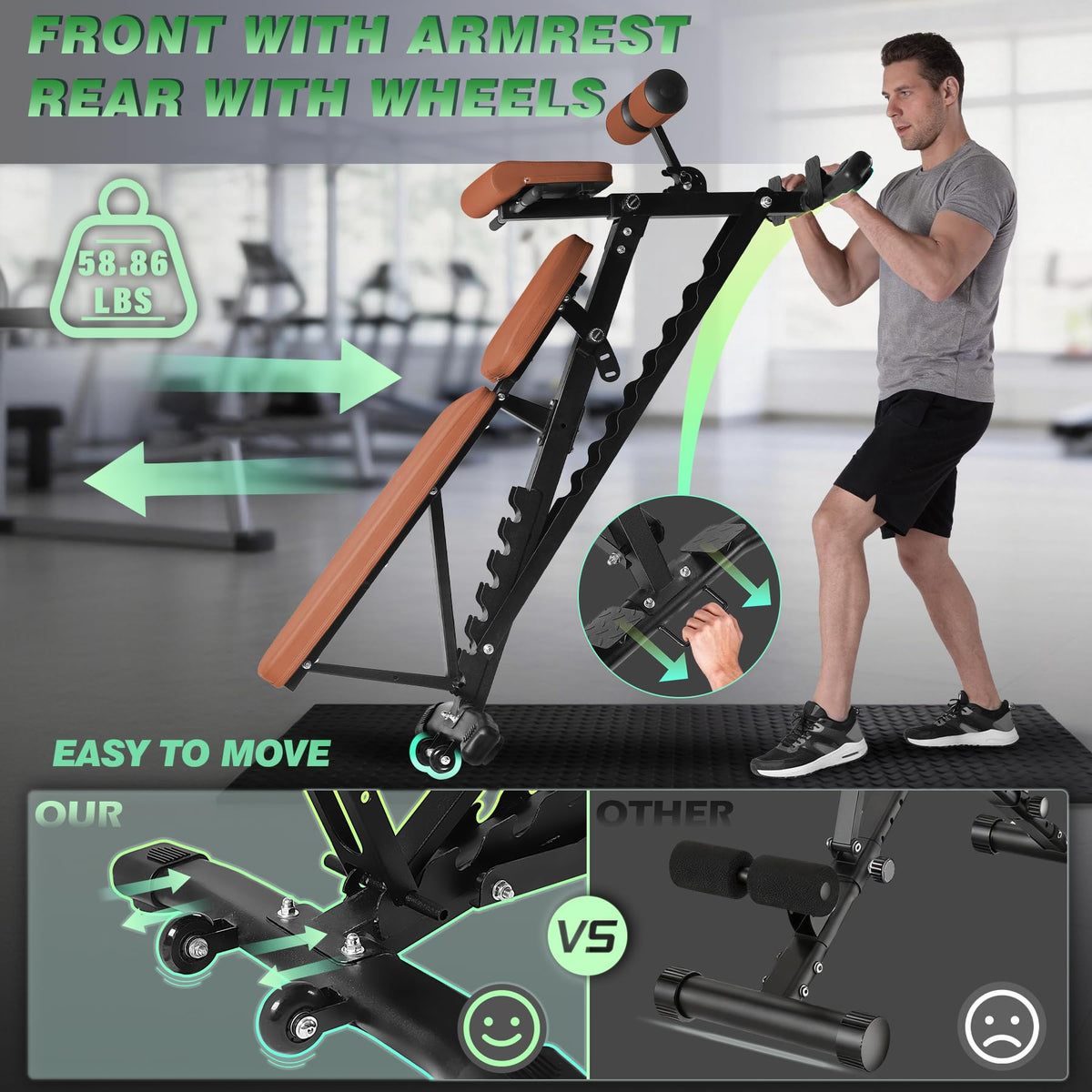 Adjustable Weight Bench for Home Gym 2.2 Inch Thick Pad