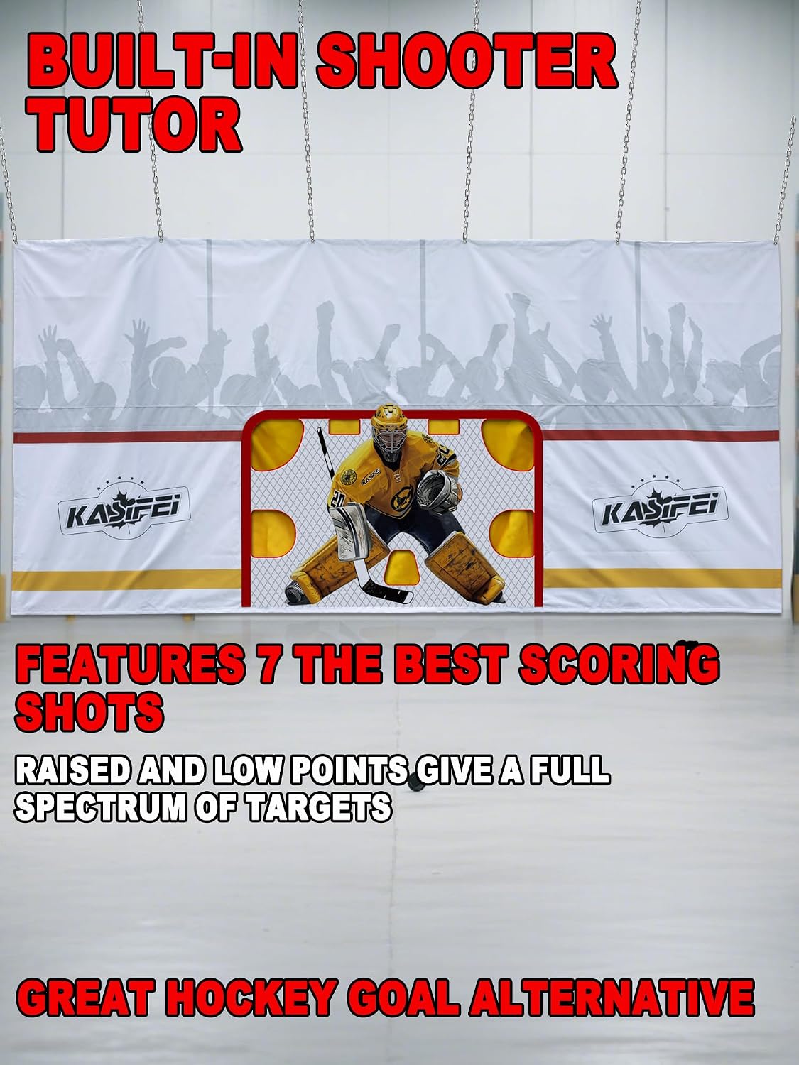kasifei â 8' x 16' Heavy Duty Hockey Shooting Tarp â Built-in Shooter Tutor â Great Hockey Net Replacement â Training Equipment for All Skill Levels - Garage & Wall Protection
