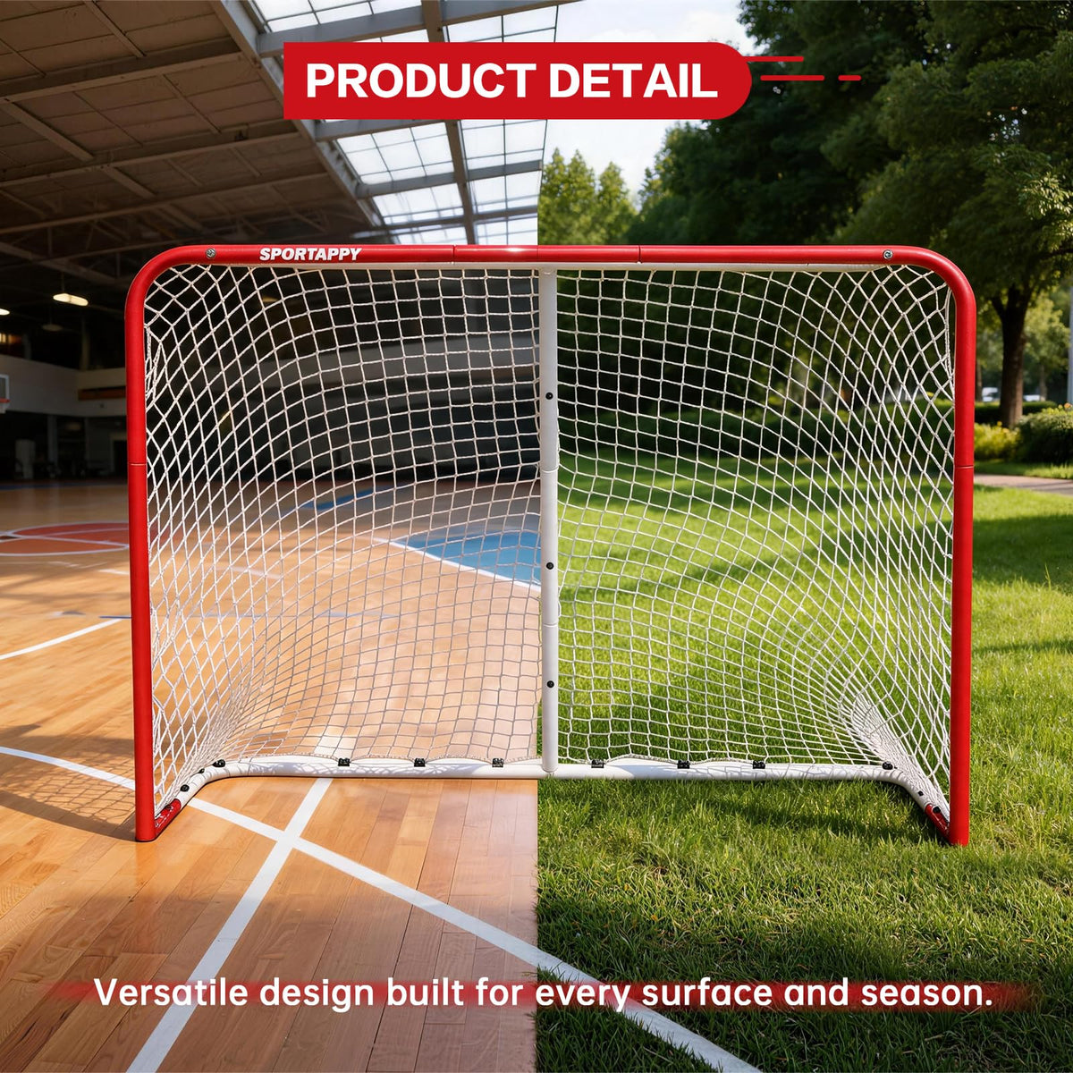 Street Hockey Goal Net, Steel Frame for Hockey Training, 2 Sizes