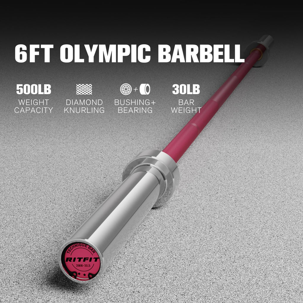 RITFIT Olympic Barbell 4ft/6ft - 2 Inch Weight Bar for Strength Training, Weightlifting, Squat, Deadlift, Bench Press, Curl, Overhead Press - 350lbs/500lbs Capacity