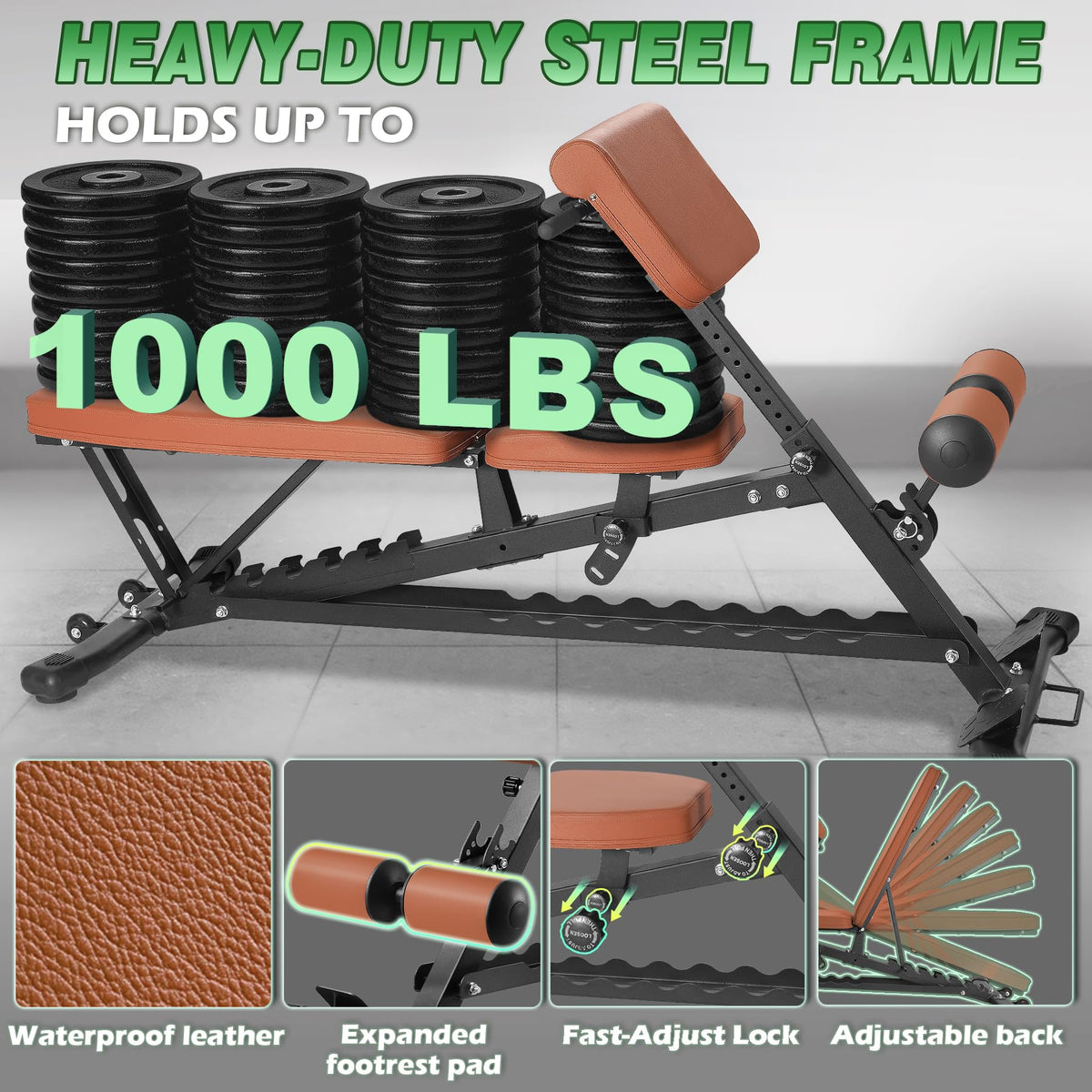 Adjustable Weight Bench for Home Gym 2.2 Inch Thick Pad