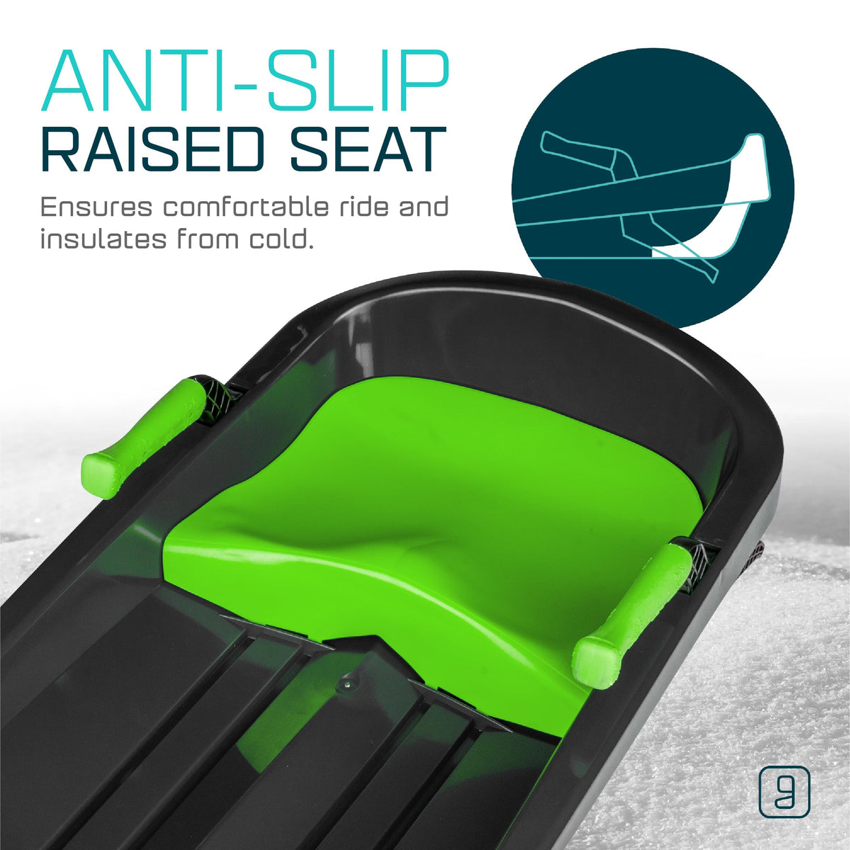 Durable Kids' Toboggan Sleds - Plastic, Lightweight, Winter Snow Sleds with Tow Strap & Pull-Up Brakes