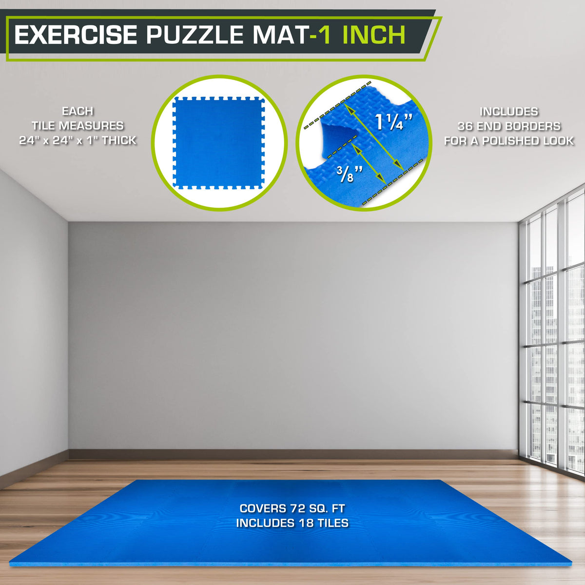 ProsourceFit Weaved Pattern Extra Thick Exercise Puzzle Mat 1-inch, EVA Foam Interlocking Tiles for Protective, Cushioned Flooring for Home and Gym Equipment; Gray, 72 SQ FT, 18 Tiles