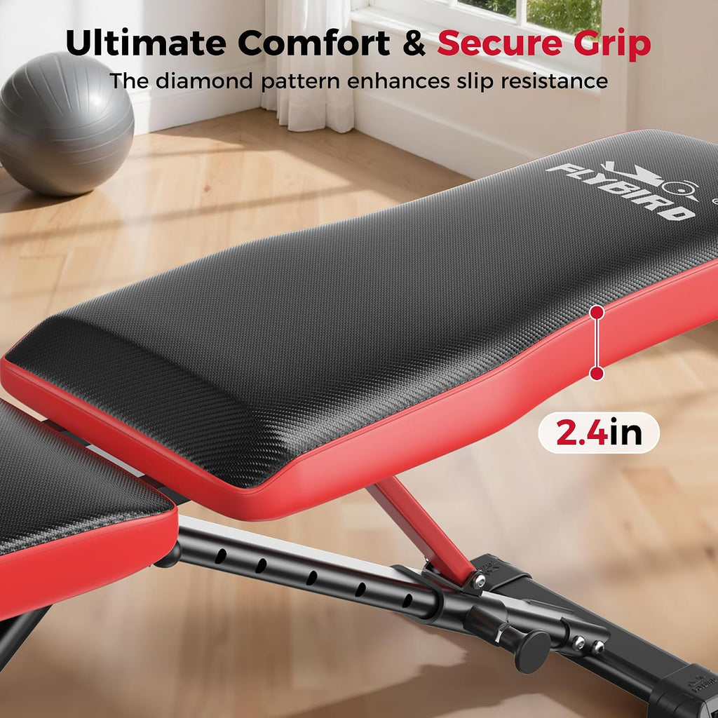 FLYBIRD Adjustable Weight Bench, Full Body Workout Bench for Home Garage Gym Strength Training, Incline Flat Decline for Sit Up Bench Press