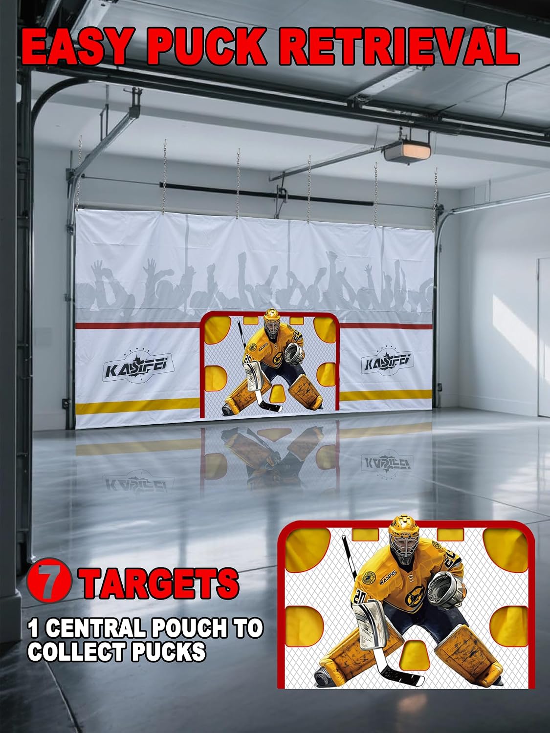 kasifei â 8' x 16' Heavy Duty Hockey Shooting Tarp â Built-in Shooter Tutor â Great Hockey Net Replacement â Training Equipment for All Skill Levels - Garage & Wall Protection