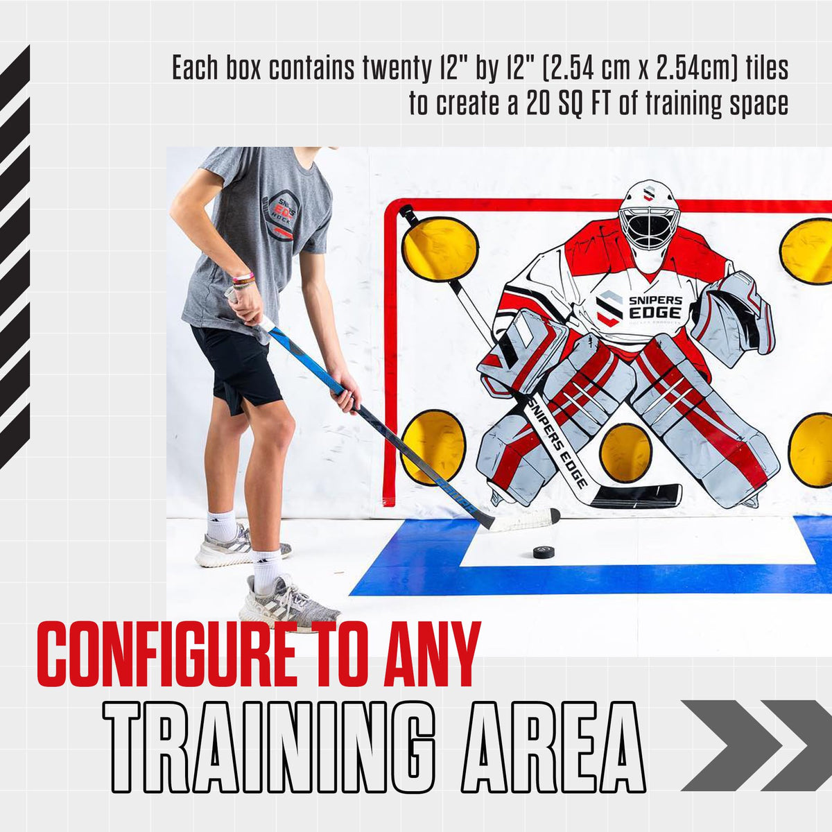 Snipers Edge Hockey Dryland Slick Tiles â 20-Pack 12"Ã12" White Interlocking Ice Tiles for Hockey Training, UV-Protected & Durable, Simulates Real Ice, Training Aid for Shooting