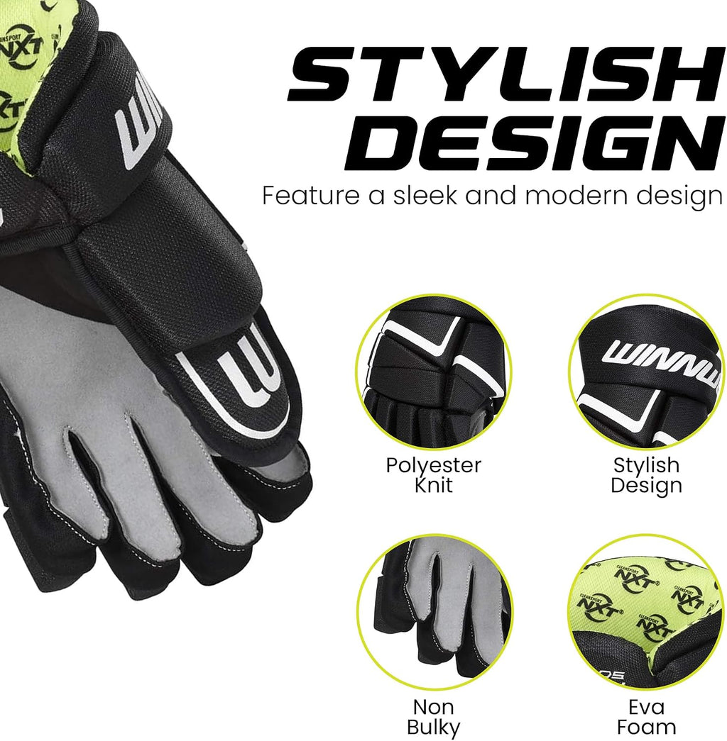 Winnwell AMP500 Ice Hockey Gloves - Durable & Lightweight Protective Equipment for Hockey Players for Youth, Junior & Senior