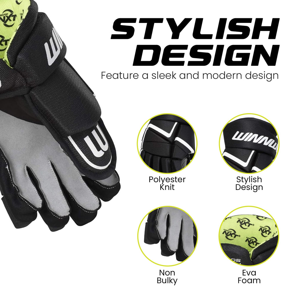 Winnwell AMP500 Ice Hockey Gloves - Durable & Lightweight Protective Equipment for Hockey Players for Youth, Junior & Senior