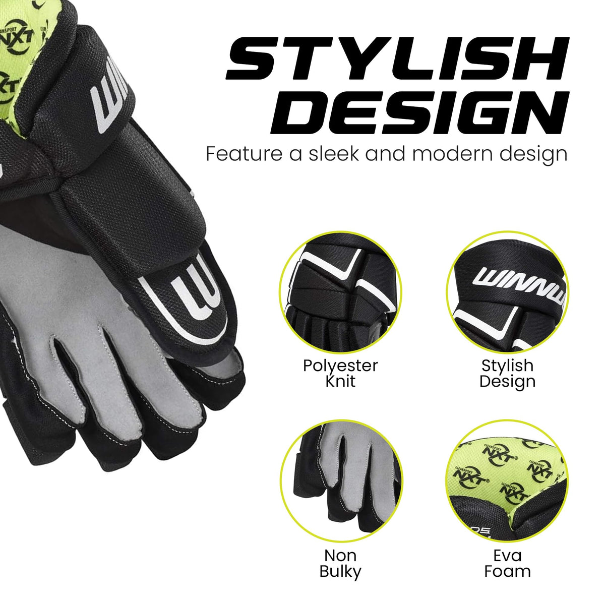 Winnwell AMP500 Ice Hockey Gloves - Durable & Lightweight Protective Equipment for Hockey Players for Youth, Junior & Senior