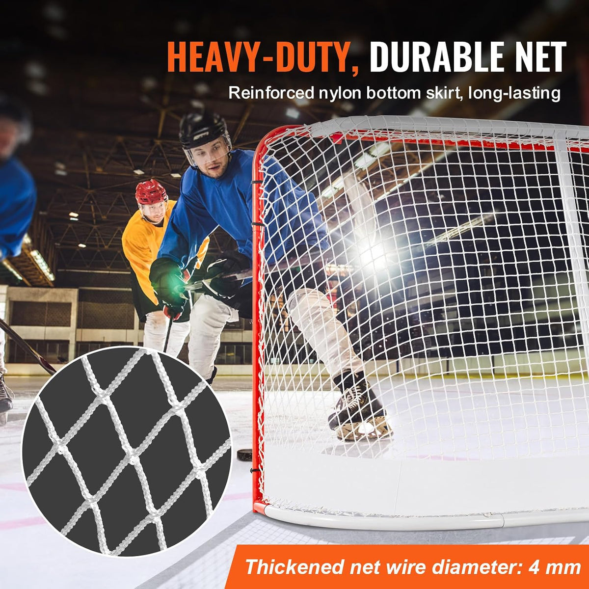 Happybuy Street Hockey Net, Indoor/Outdoor Steel Goal, 72" x 48" Portable Training Set, Easy Assembly, Official Regulation Size, White/Red