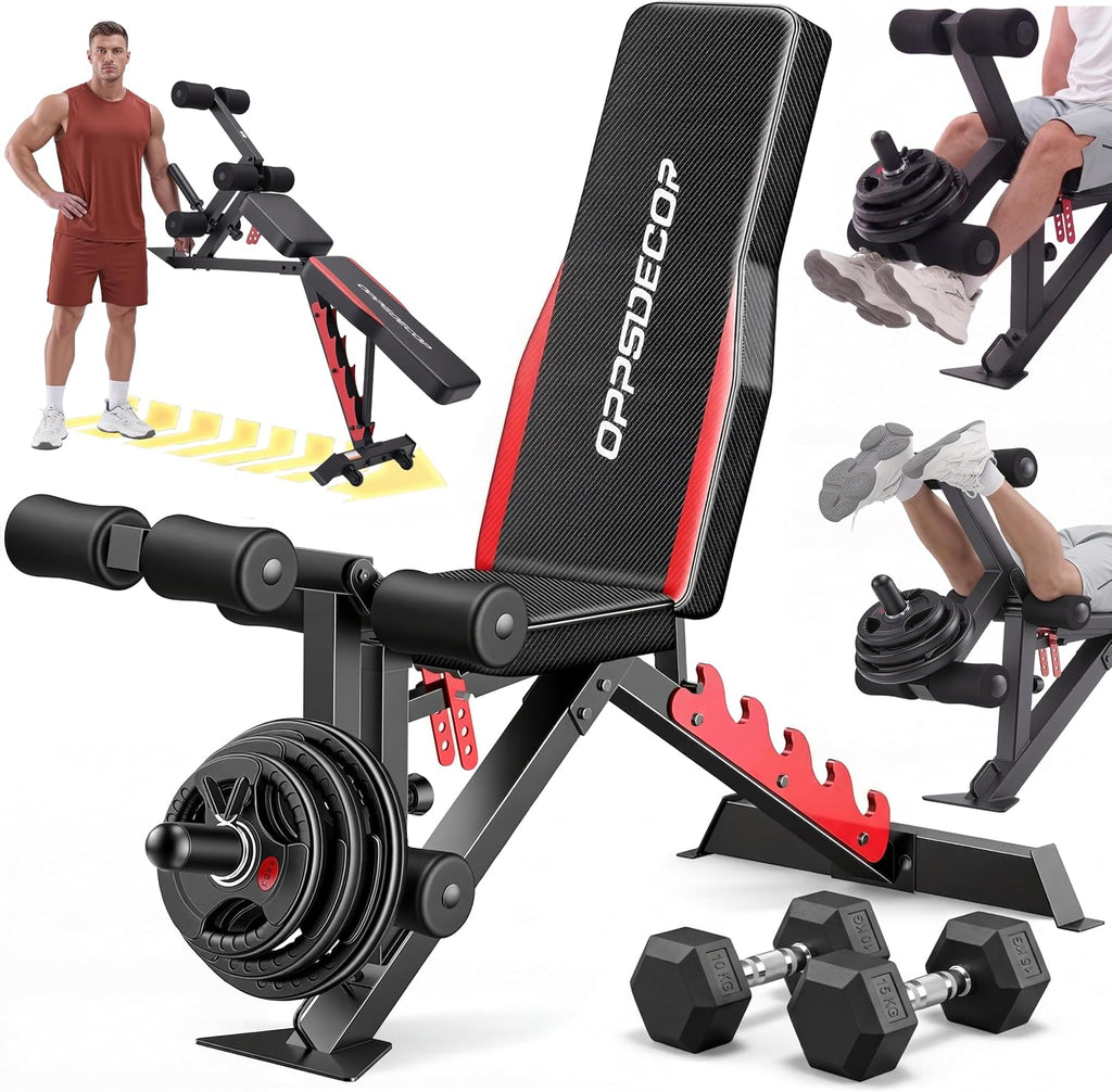 OPPSDECOR 1200 lbs Adjustable Weight Bench with Leg Extension & Leg Curl
