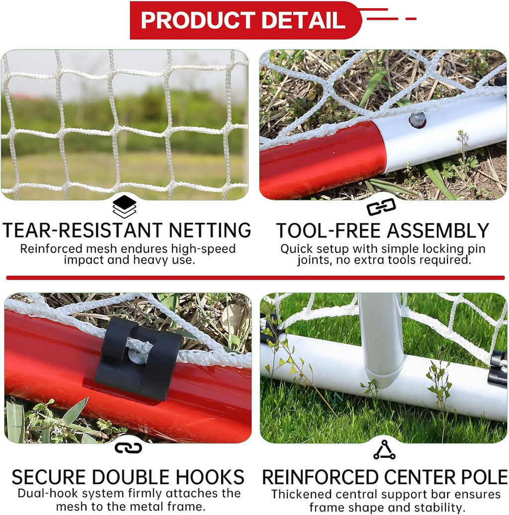 Street Hockey Goal Net, Steel Frame for Hockey Training, 2 Sizes