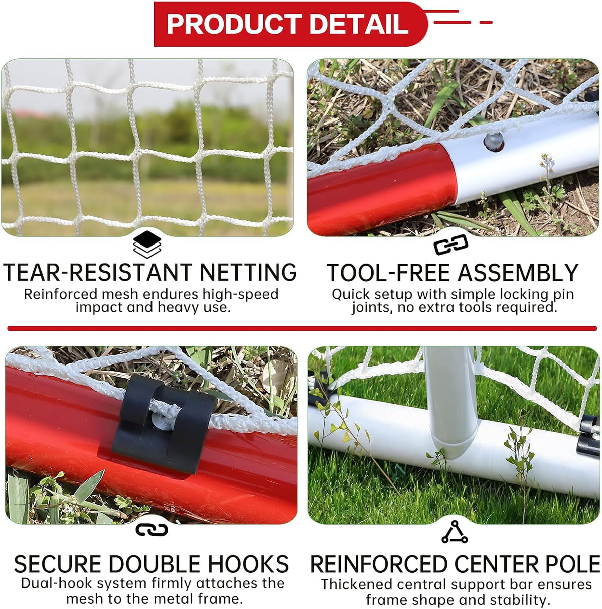 Street Hockey Goal Net, Steel Frame for Hockey Training, 2 Sizes