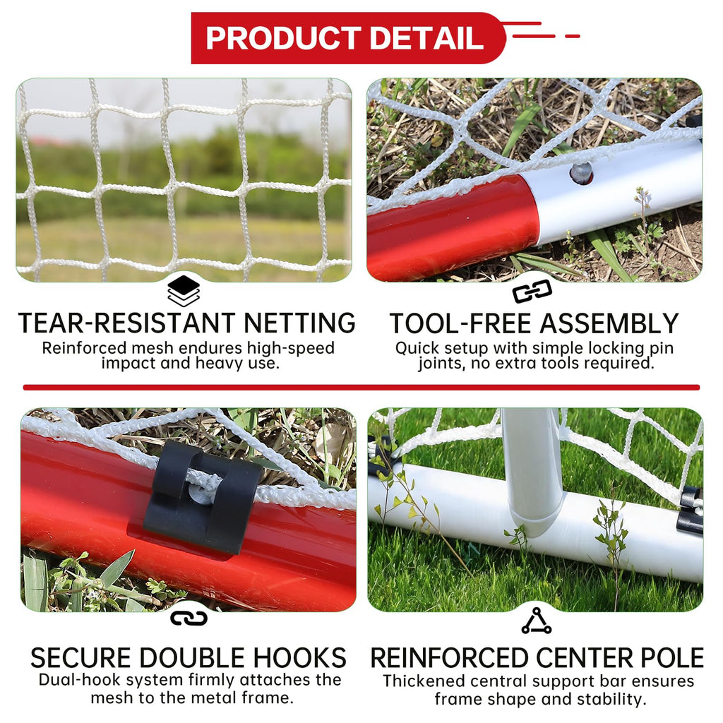 Street Hockey Goal Net, Steel Frame for Hockey Training, 2 Sizes