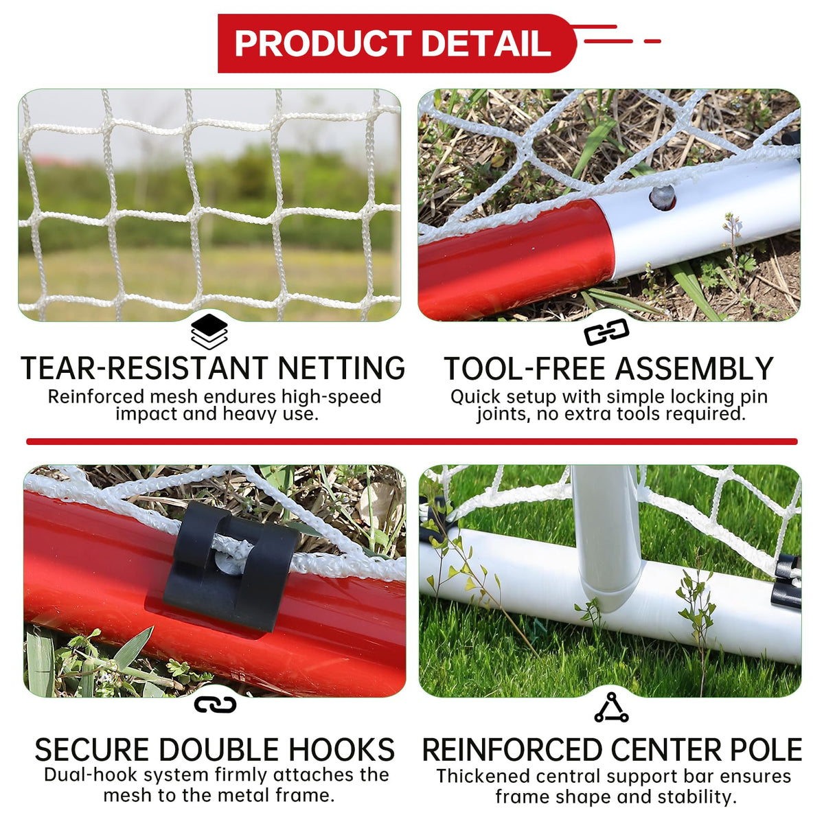 Street Hockey Goal Net, Steel Frame for Hockey Training, 2 Sizes