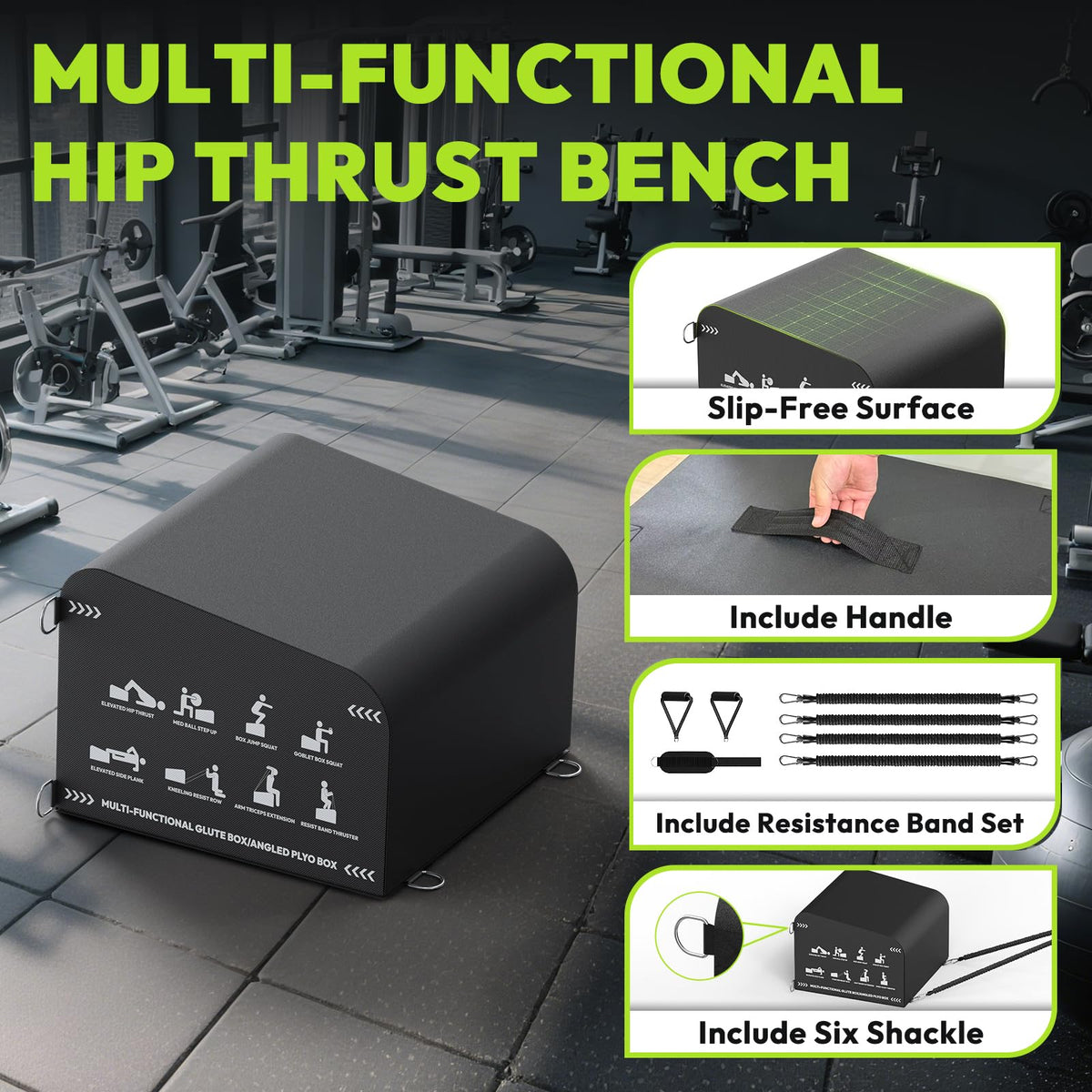 HANDBODE Hip Thrust Bench, Multi-Functional Slip-Free Hip Thrust Machine