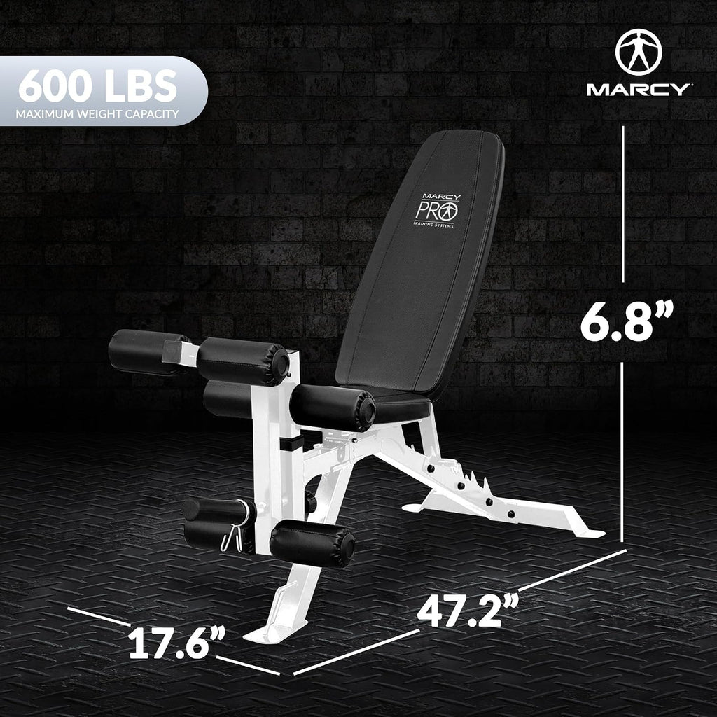 Marcy Foldable Incline Decline Weight Bench, Adjustable 6-Position Backrest
