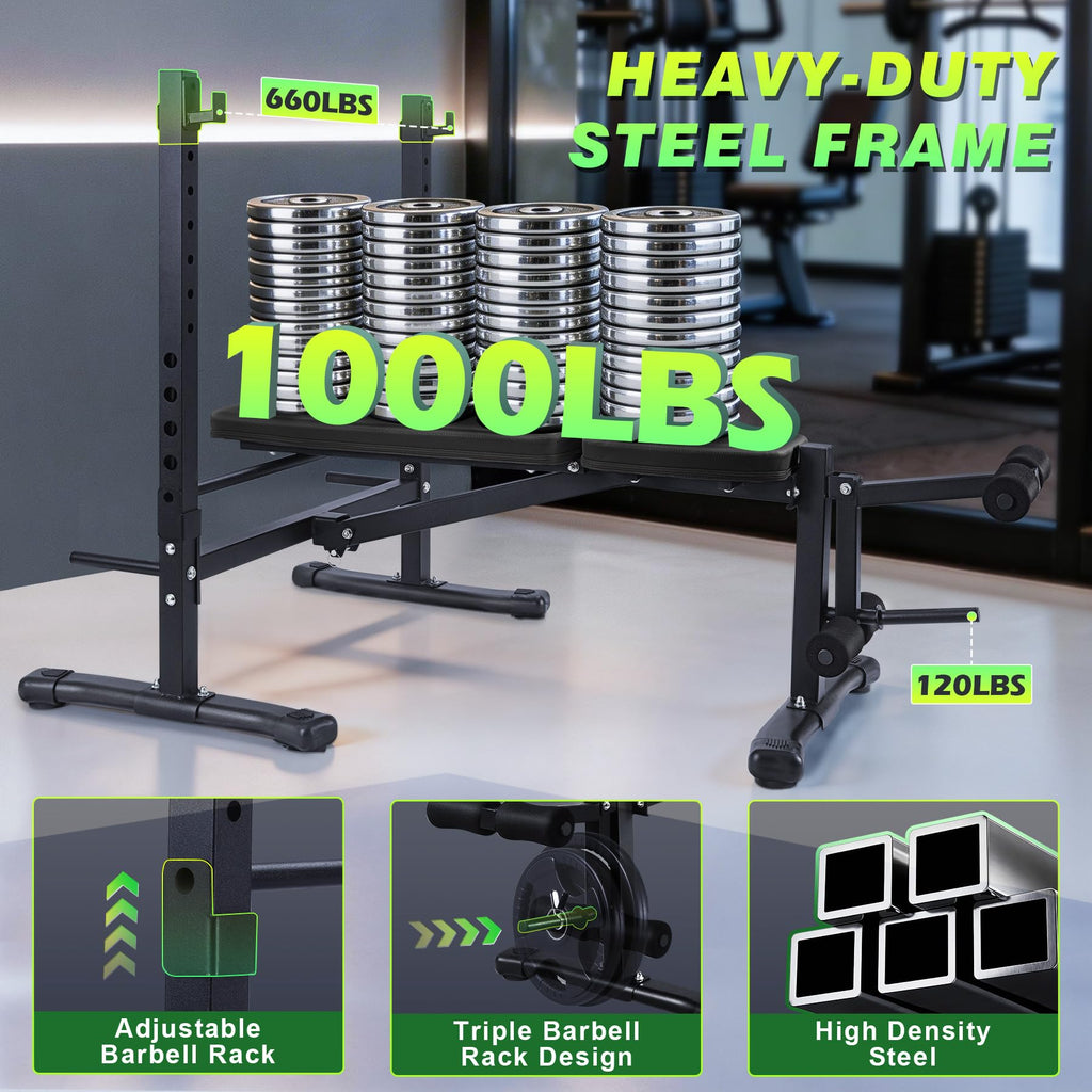 Adjustable Weight Bench for Home Gym 2.2 Inch Thick Pad