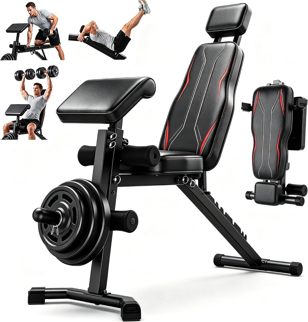 ANCHEER Adjustable Weight Bench with Leg Extension and Leg Curl