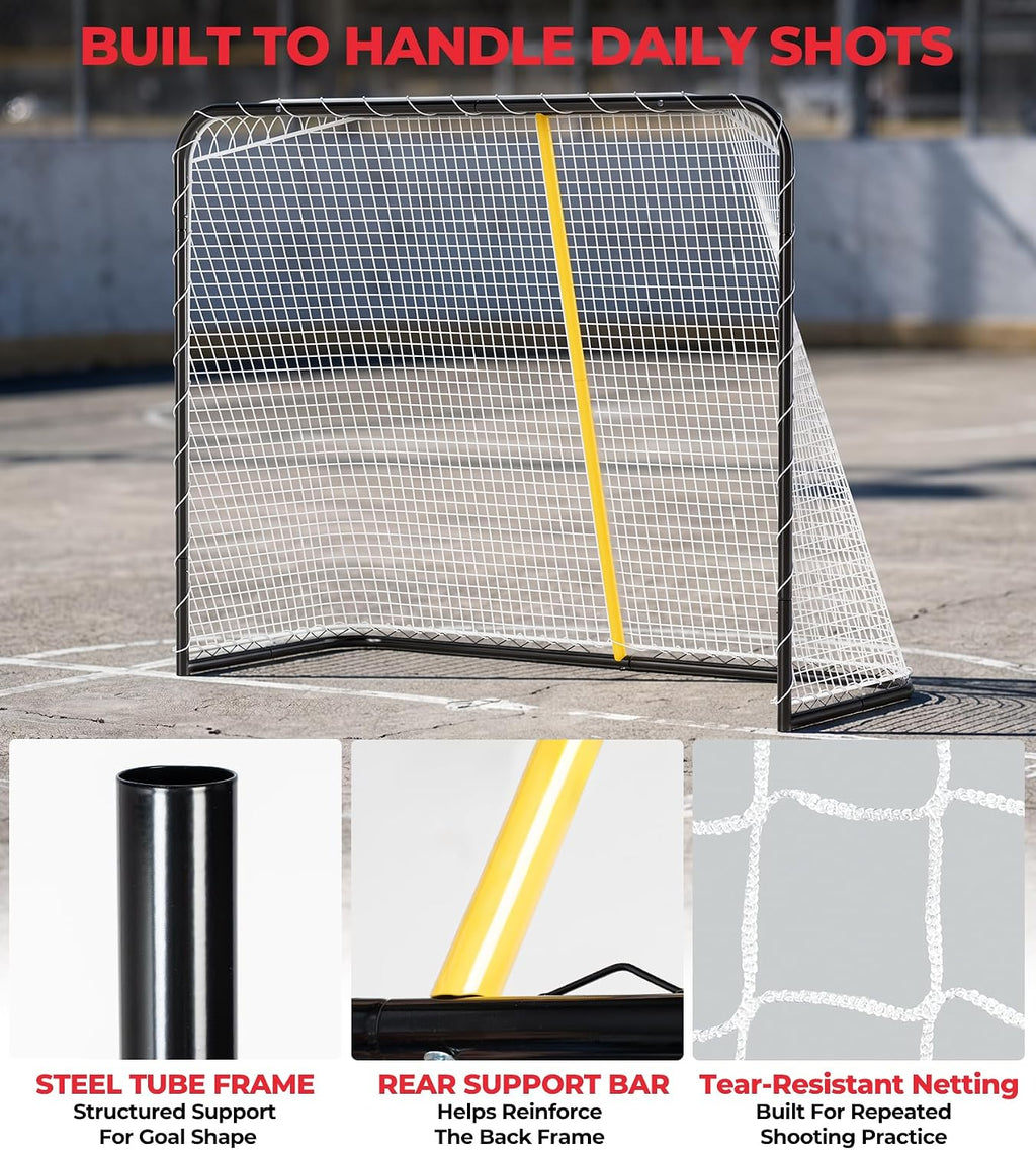 54-Inch Heavy-Duty Street Hockey Goal and Speed Radar Set