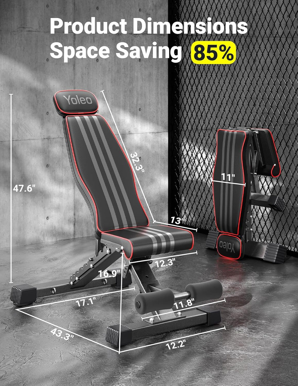 YOLEO Adjustable Weight Bench, ASTM-Certified 827LBS