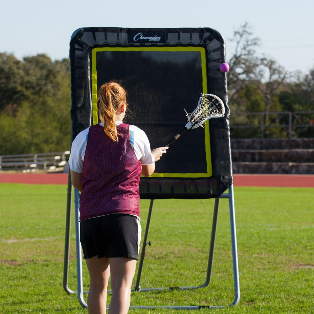 Champion Sports Deluxe Lacrosse Target: Ball Return Bounce Back Net Set for Professional, College and Grade School Training & Drills
