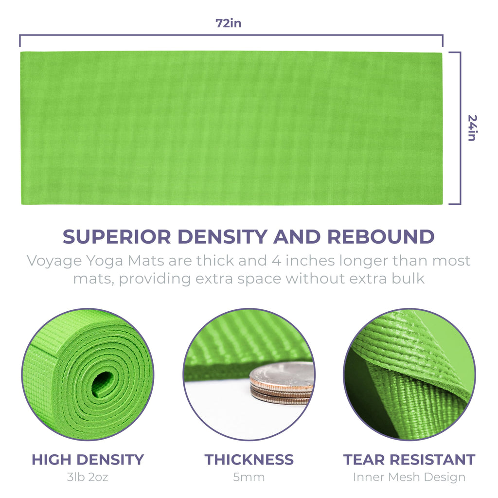 Voyage 5mm Studio Yoga Mats, 10 Pack, 72x24in
