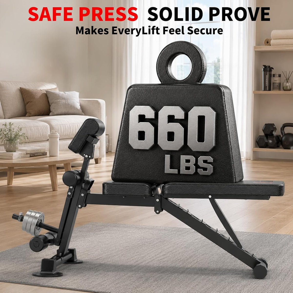 K KiNGKANG Adjustable Weight Bench, 660lbs Capacity Foldable Workout Bench with 7 Back Positions & 3 Seat Positions, Multi-Function Incline Decline Flat Exercise Bench for Full Body Workout, Home Gym Equipment