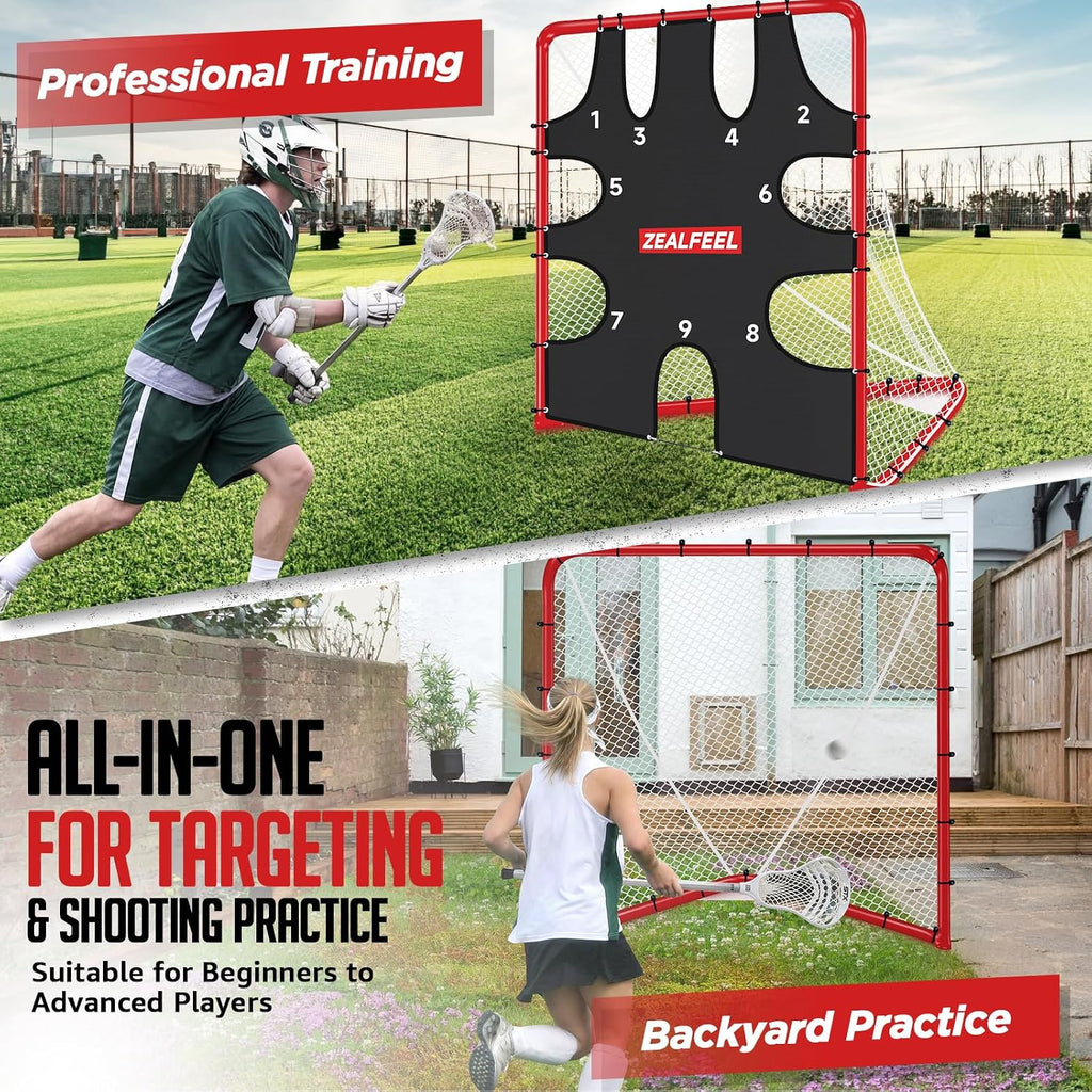 ZEALFEEL Lacrosse Goal 6x6x7Ft with 9-Zone Training Target