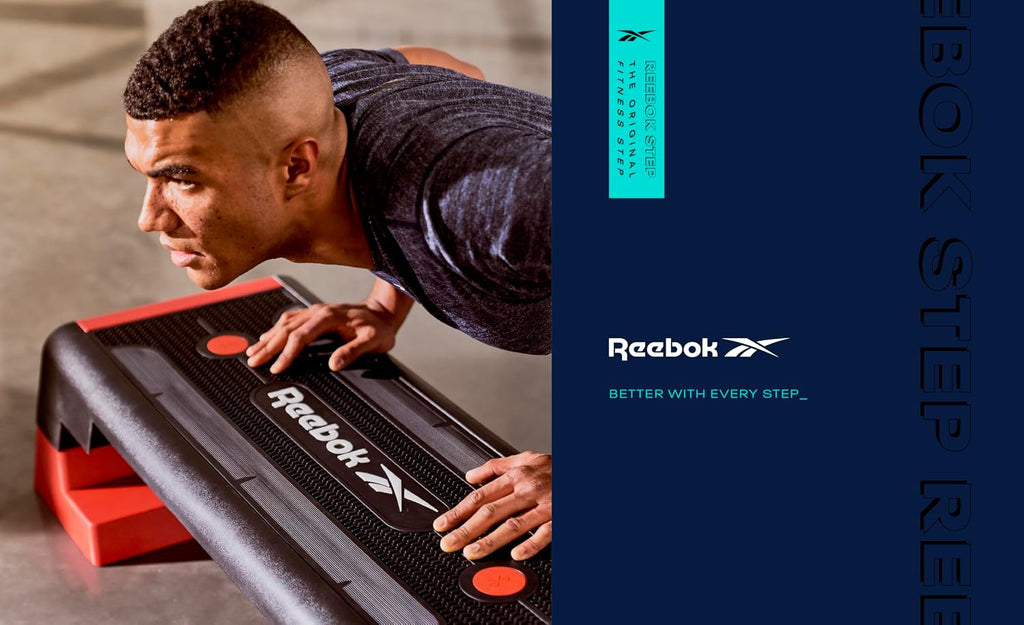Reebok Fitness Multipurpose Adjustable Aerobic and Strength Training Workout Step Platform for HIIT, Cardio, and General Sessions