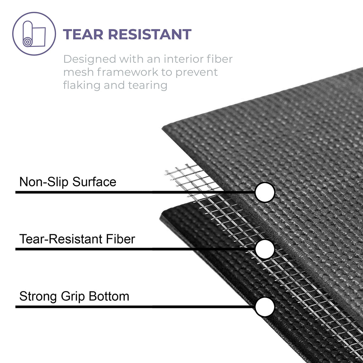 Voyage 5mm Studio Yoga Mats, 6 Pack, 72x24in